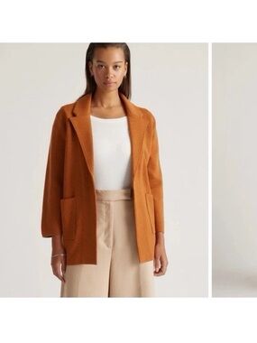 Quince Organic Cotton Knit Blazer in Ginger Color Size XS